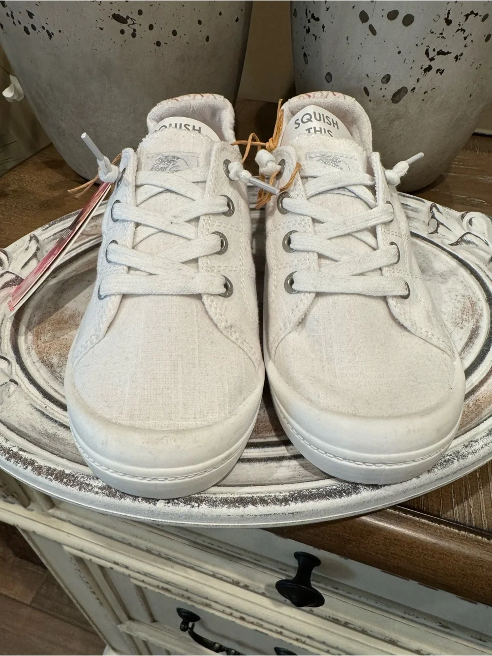 Women’s White Canvas Sneakers with Subtle Pink Accents